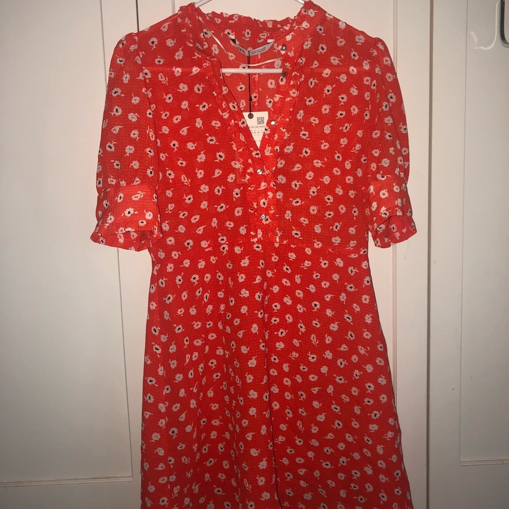 orange floral dress / long top